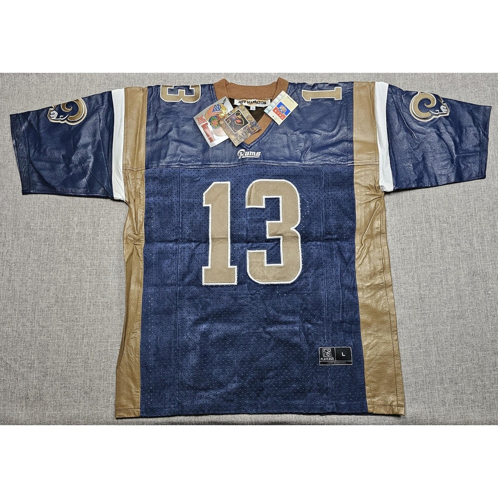 VINTAGE St. Louis Rams Jersey Mens Large NFL Football Warner 13 Jeff Hamilton